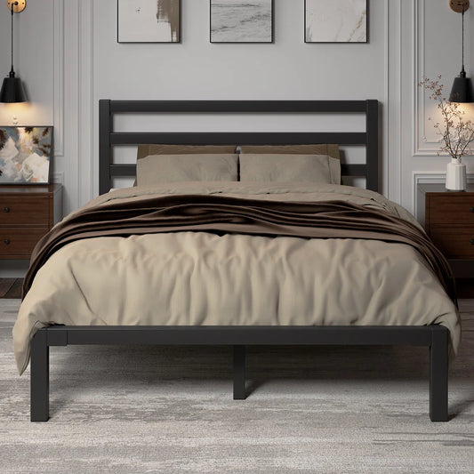 17 Stories Metal Platform Bed with Vintage Steel Headboard, Underbed Storage, No Box Spring Needed