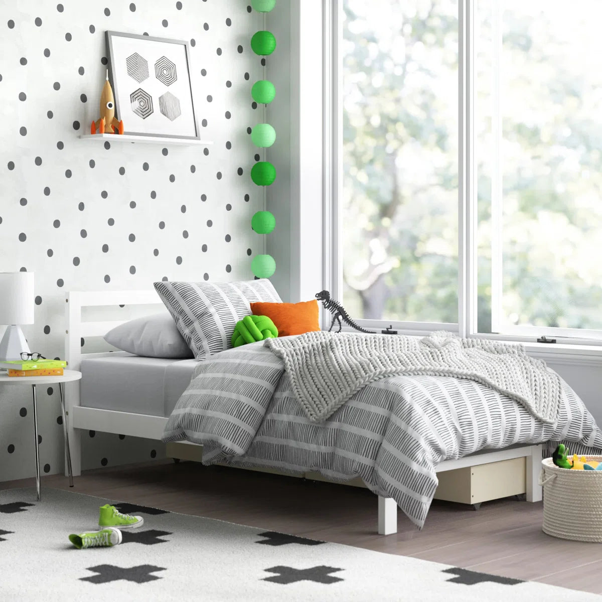 Aniko Low Profile Storage Platform Bed with 2 Drawers and Headboard