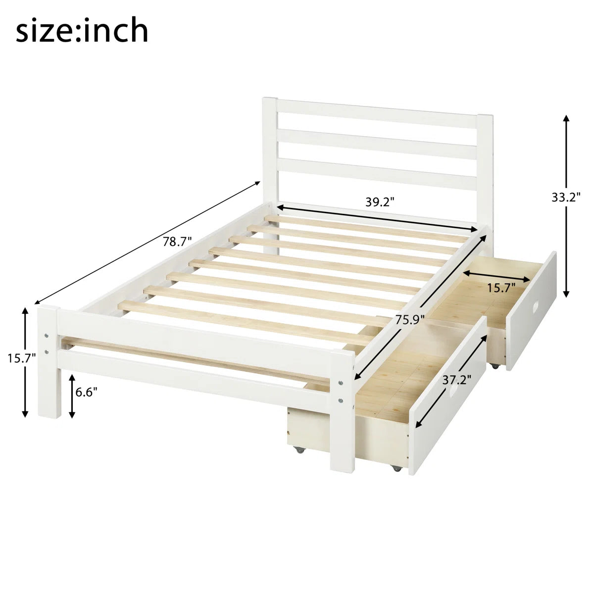Aniko Low Profile Storage Platform Bed with 2 Drawers and Headboard