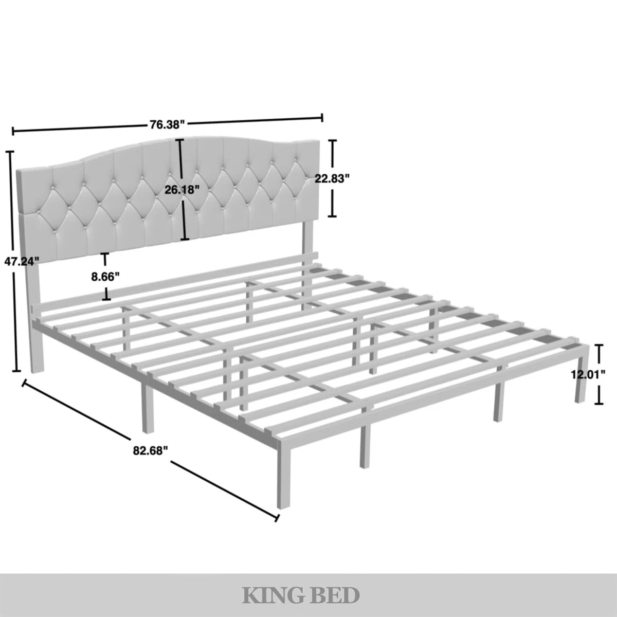 Jayquin Vegan Leather Scalloped Bed