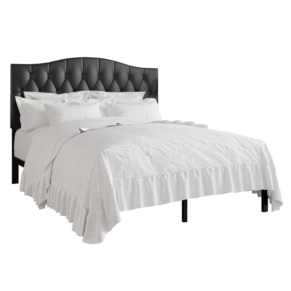 Jayquin Vegan Leather Scalloped Bed