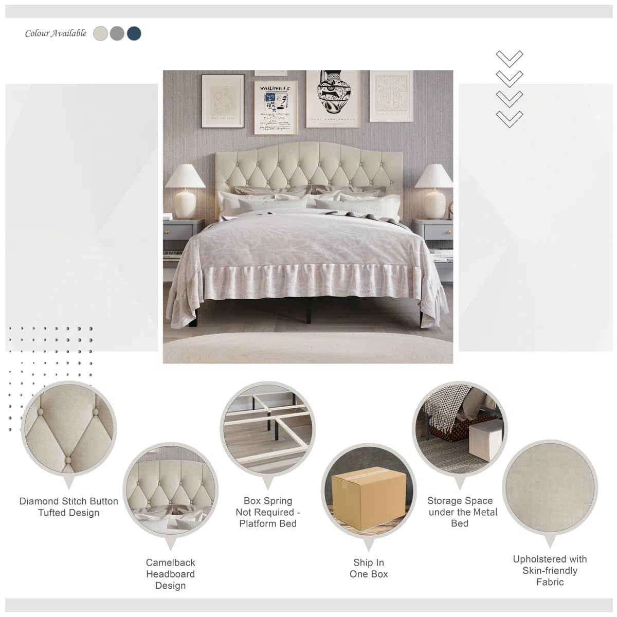 Jayquin Vegan Leather Scalloped Bed