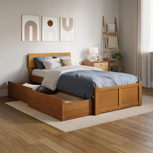 Solid Wood Platform Storage Bed