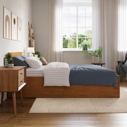 Solid Wood Platform Storage Bed