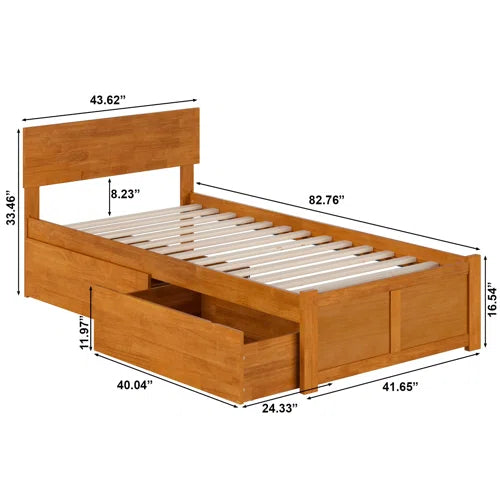 Solid Wood Platform Storage Bed